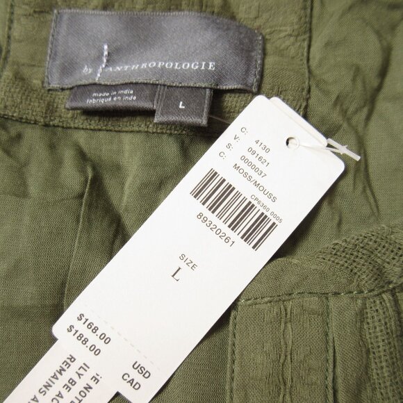 NWT Anthropologie Somerset Maxi in Moss Green Embroidered Tiered Cotton Dress L - Picture 6 of 7